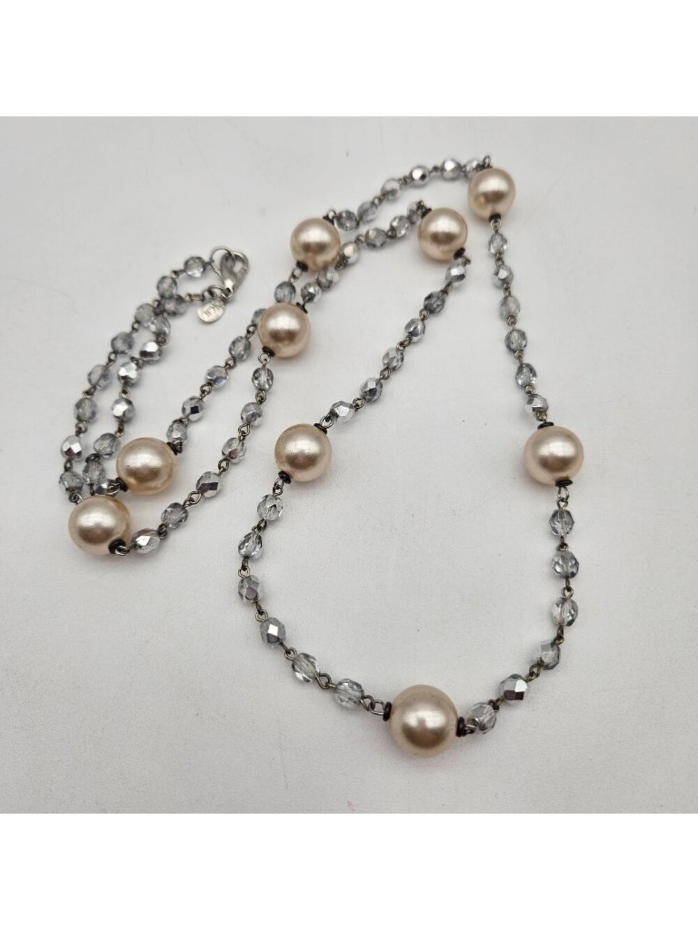Kenneth J Lane KJL Faux Pear Crystal Beaded Romantic Bridal Formal 36" Necklace